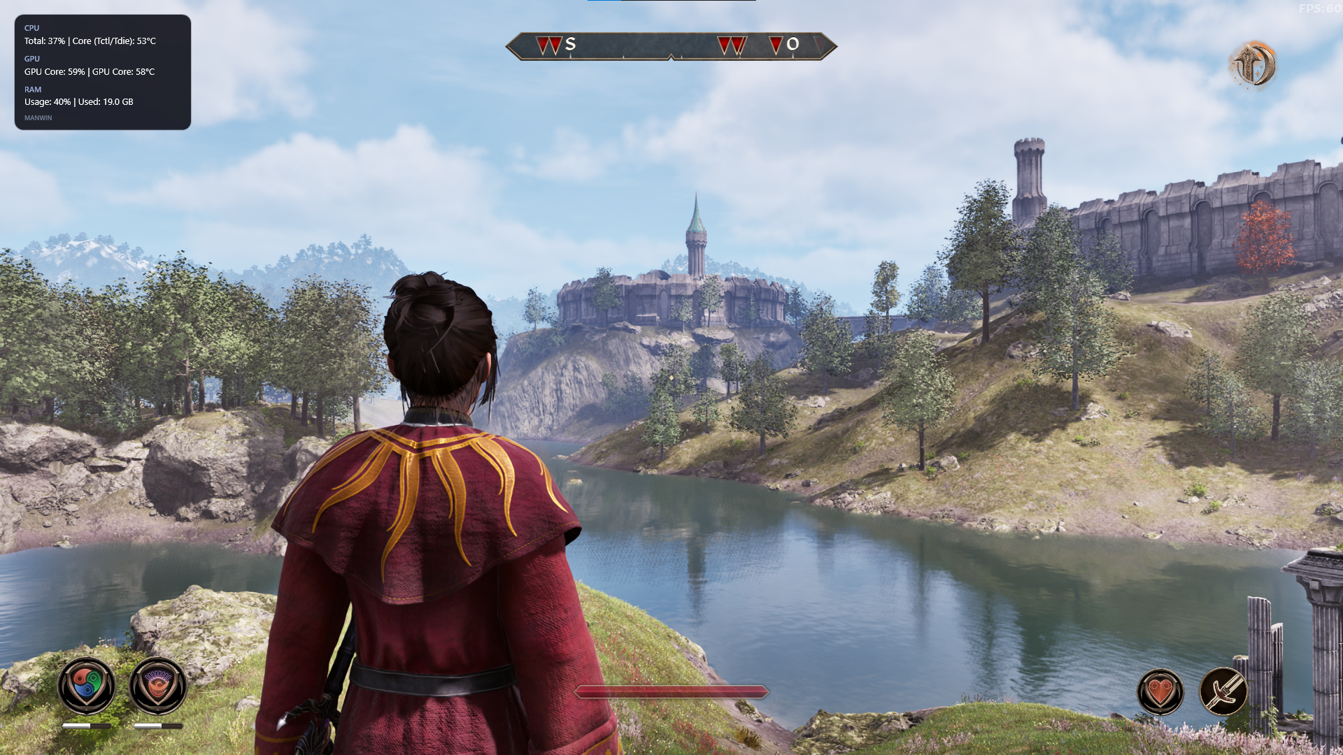 El OSD transparente de ManWin mostrando las métricas sobre un juego